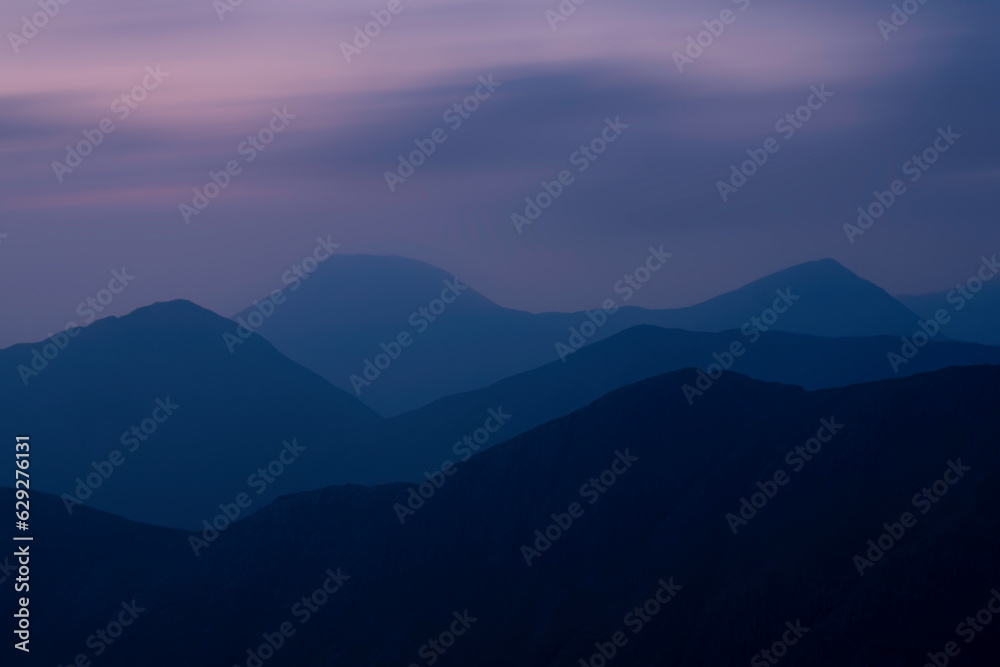 Levels of light over the mountains of Glencoe, Highlands Scotland.