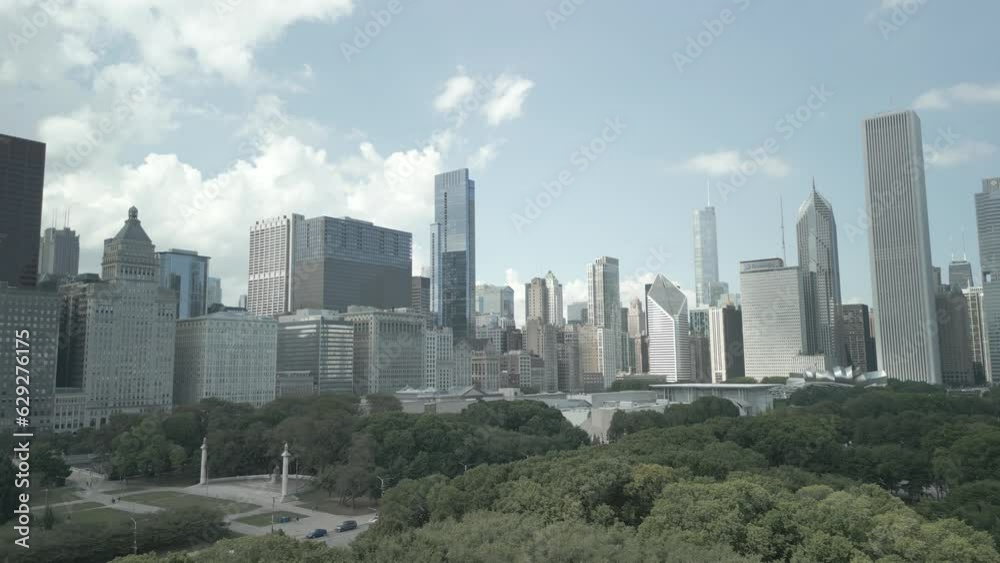 Aerial view of the beautiful skyline of downtown Chicago on a sunny day Aerial view of the beautiful skyline of downtown Chicago on a sunny day