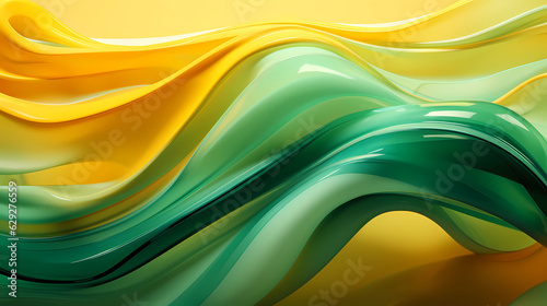 Fluid Green and Yellow Gradients with Organic Flowing Shapes