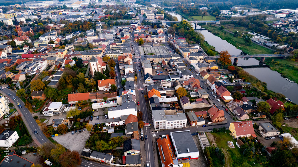 aerial view of the city Oborniki Poland aerial view of the city Oborniki Poland