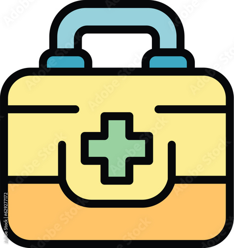 Menopause first aid kit icon outline vector. Hormone health. Female balance color flat