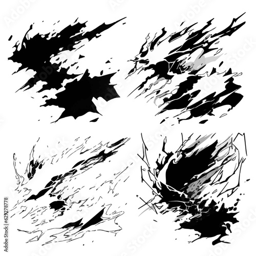 set of power blast comic action effect drawing lines generated with AI