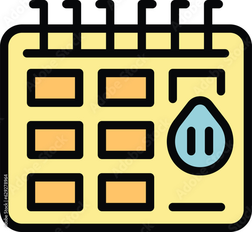 Calendar menopause icon outline vector. Gynecology symptoms. Health balance color flat