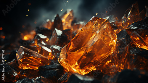 Intense orange crystals in heat, generative ai