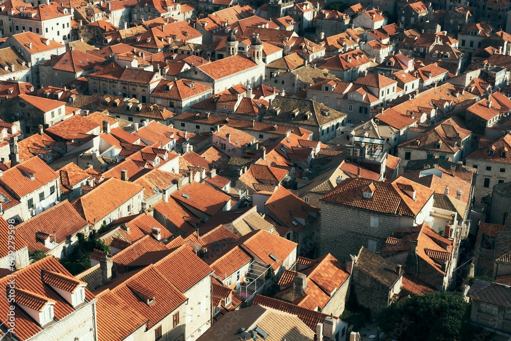 Breathtaking aerial view of the old buildings in Dubrovnik, Croatia