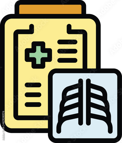 Medical xray icon outline vector. Chest bone. Radiology machine color flat