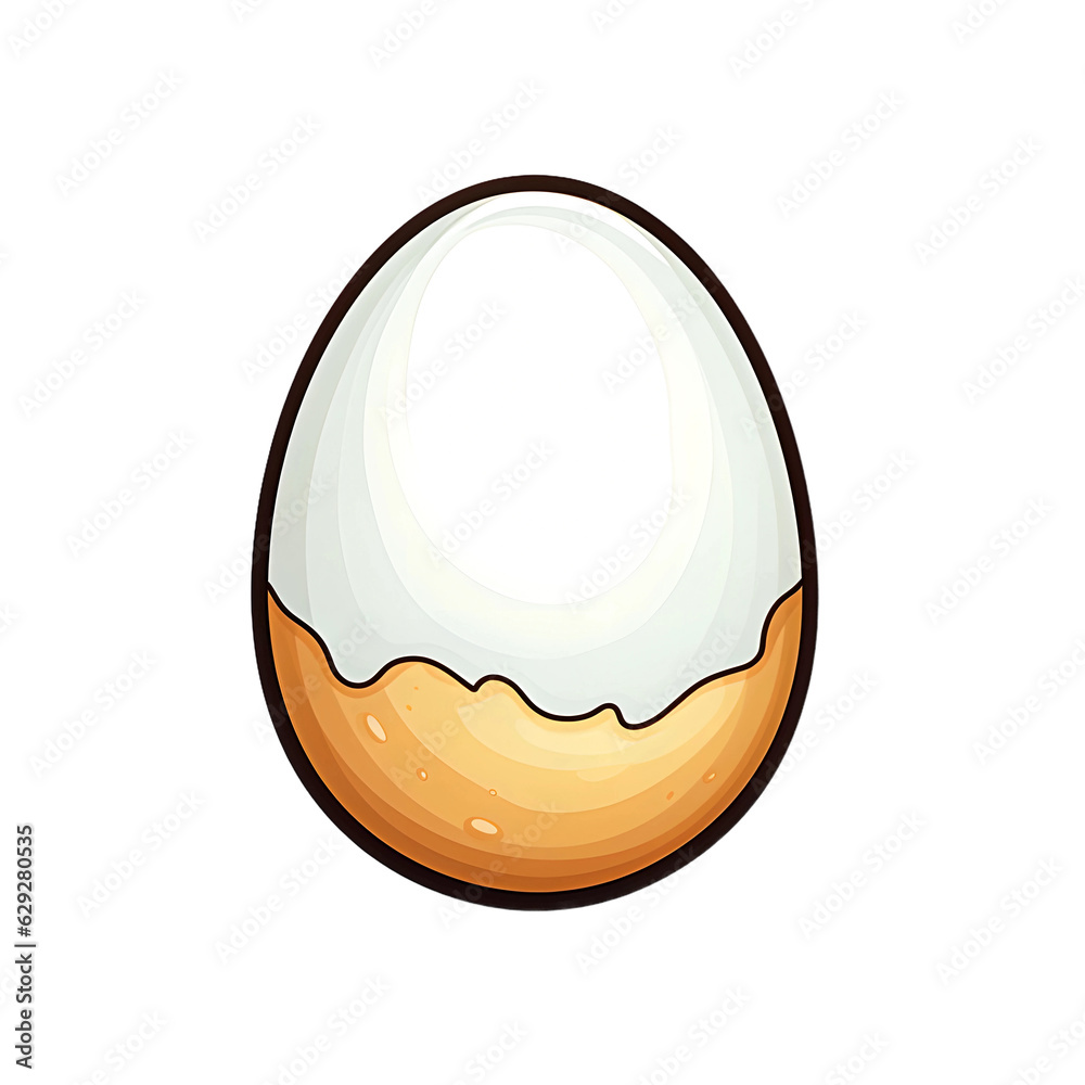 half broken egg sticker, isolated on transparent background, Generative AI half broken egg sticker, isolated on transparent background, Generative AI