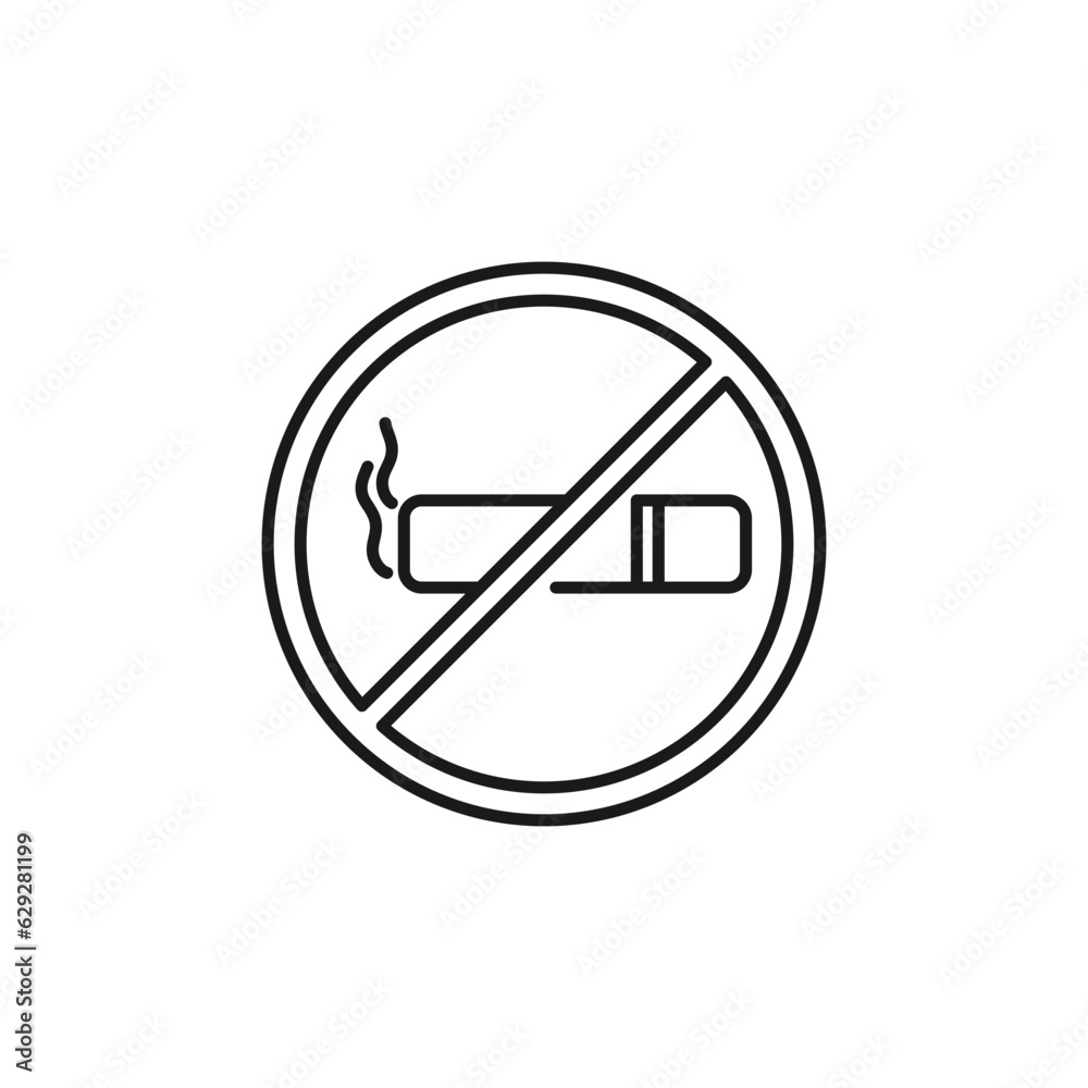 No smoking icon. Cigarette in prohibition sign. Vector illustration. No smoking icon. Cigarette in prohibition sign. Vector illustration.