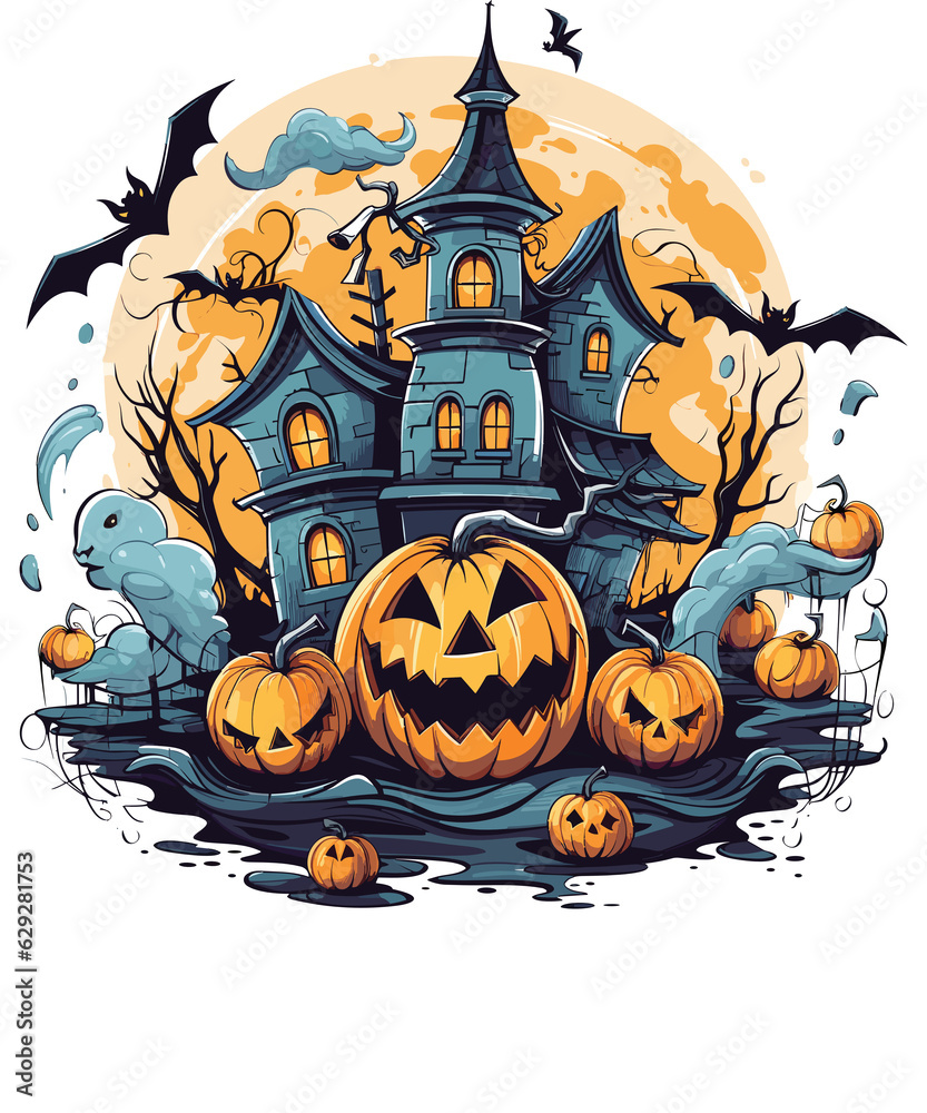 Fototapeta premium Happy Halloween Funny Spooky Halloween Costume Illustration Halloween