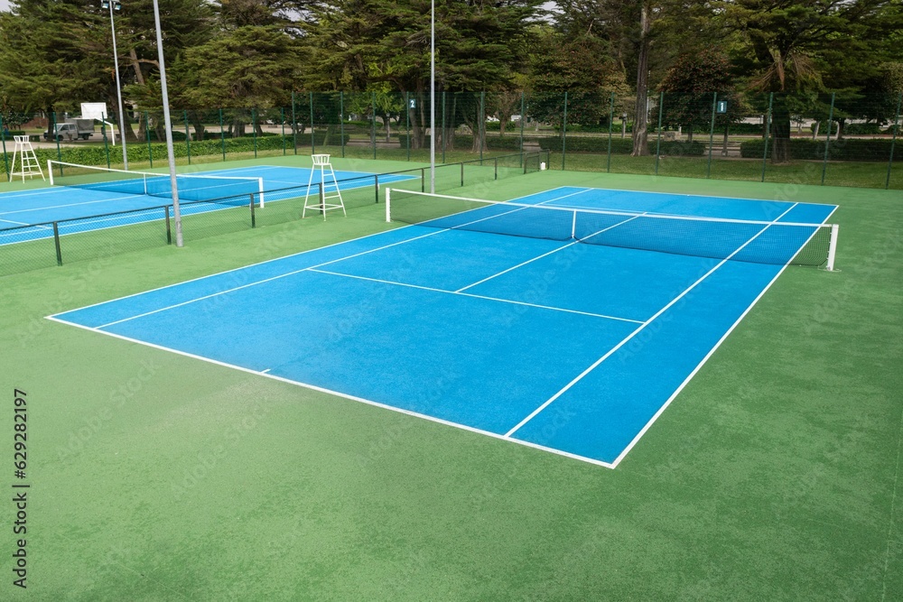 Blue Tennis court on a public park