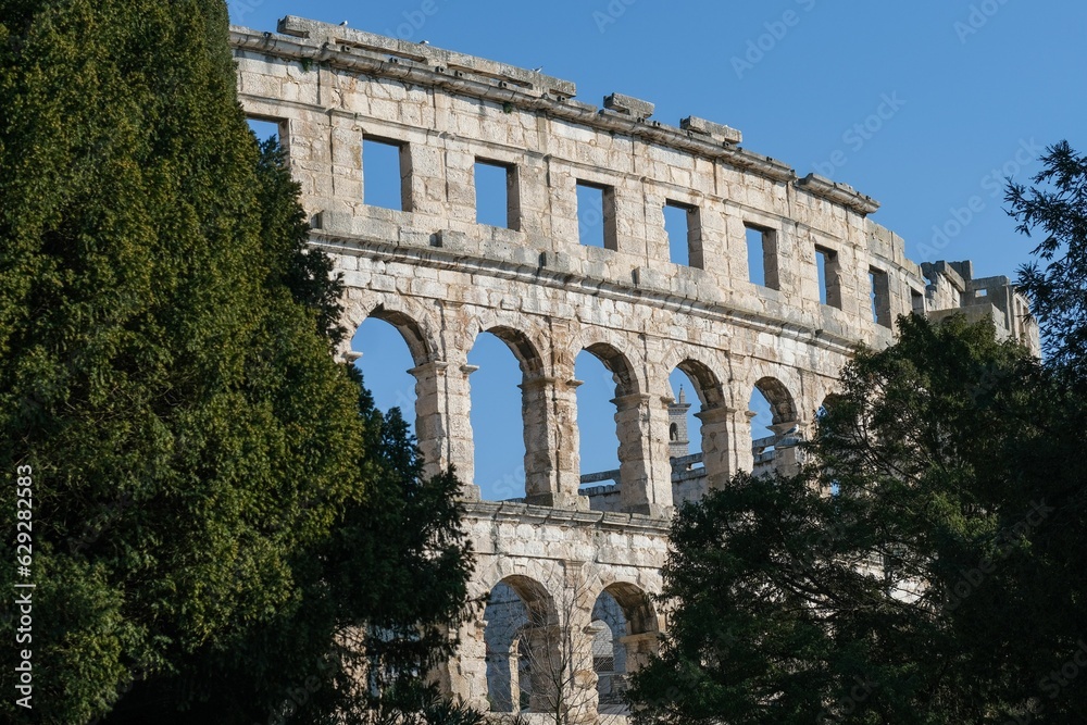 The Pula Arena (Pulska Arena), a Roman amphitheater located in Pula, Croatia.