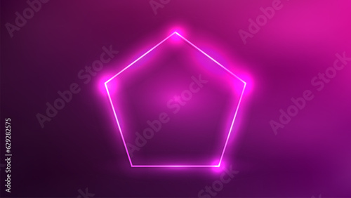 Neon frame in pentagon form with shining effects