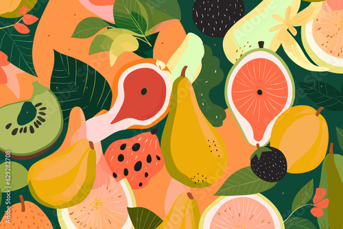 Vector background with different fruits