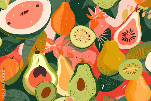 Vector background with different fruits