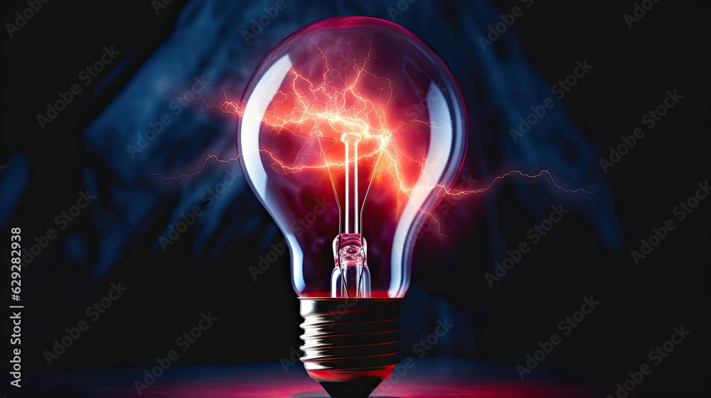 concept graphic of a bright neon colored lightbulb with a dark background representing the brainstorming and bright idea process. concept graphic of a bright neon colored lightbulb with a dark background representing the brainstorming and bright idea process.