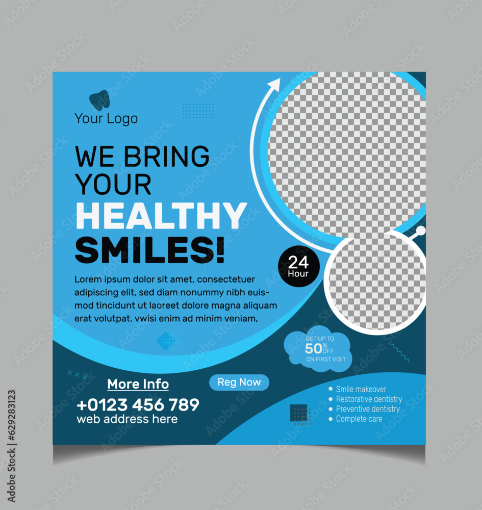Free Vector Healthcare consultant banner or square flyer for social media post design template Free Vector Healthcare consultant banner or square flyer for social media post design template