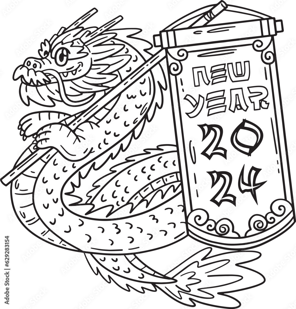 Year of the Dragon New Year Banner 2024 Isolated Year of the Dragon New Year Banner 2024 Isolated