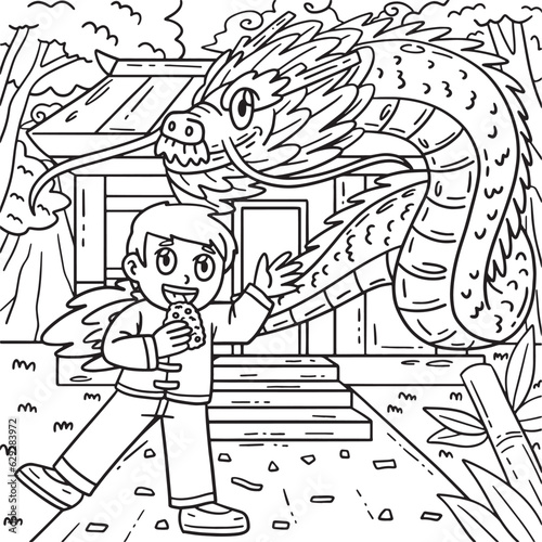 Year of the Dragon Child and Dragon Kids Coloring