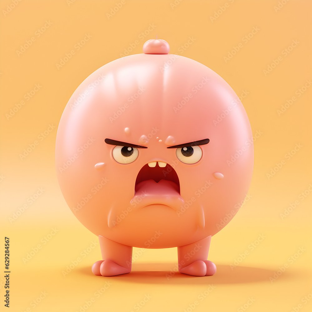 Fototapeta premium 3d of angry kawaii expression