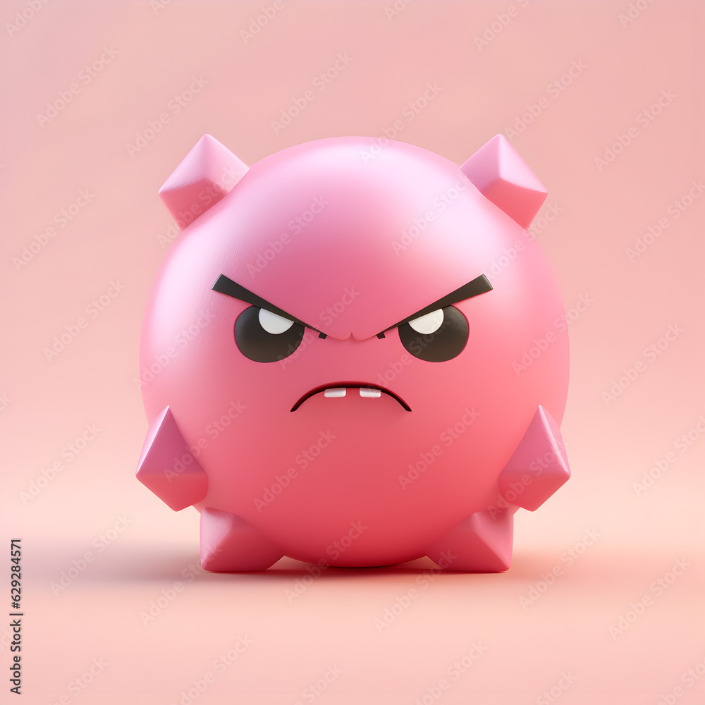 3d of angry kawaii expression