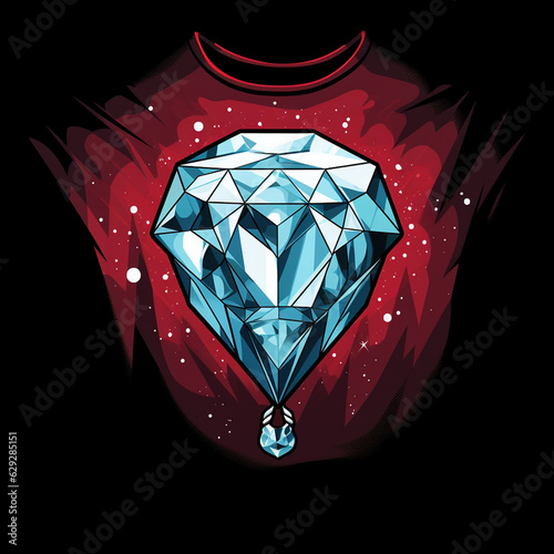 diamond logo, a beautiful logo of a diamond supporting another diamond, printed on a t-shirt