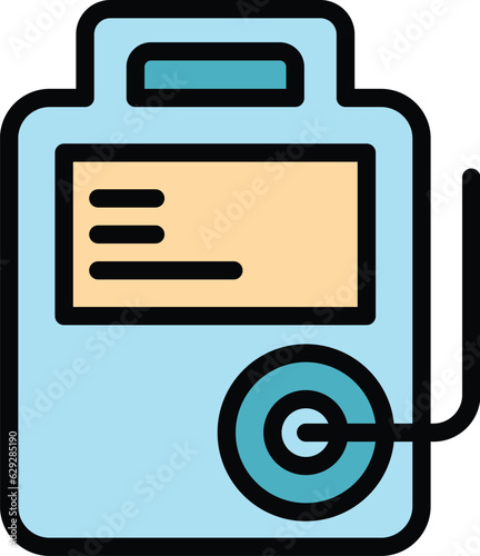 Oxygen device icon outline vector. Medical concentrator. Home therapy color flat
