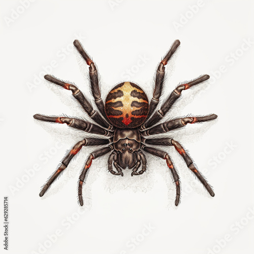 Spider on a web, vintage hand draw illustration © Anna