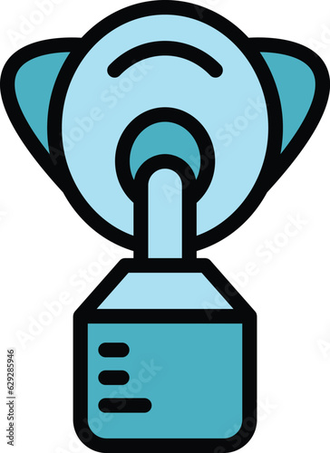 Oxygen mask bottle icon outline vector. Medical home. Portable therapy color flat