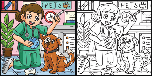 Labor Day Veterinarian and Dog Illustration