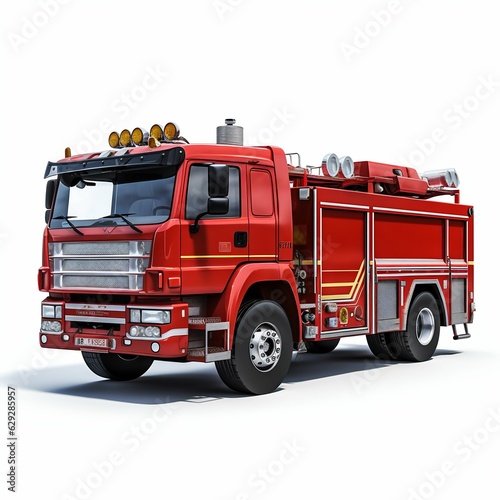 Fire Truck Isolated on White Background. Generative ai