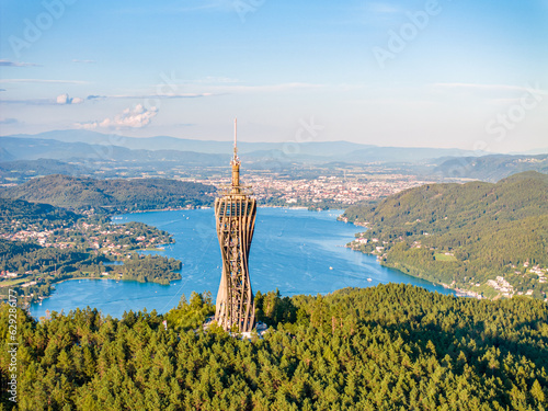Pyramidenkogel lookout point with Wörthersee in the background photo