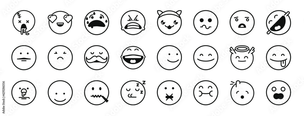 set of 24 outline web classics icons such as dead, in love, fear, angry, pet, reaction, confused vector icons for report, presentation, diagram, web design, mobile app set of 24 outline web classics icons such as dead, in love, fear, angry, pet, reaction, confused vector icons for report, presentation, diagram, web design, mobile app