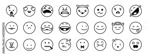 set of 24 outline web classics icons such as dead, in love, fear, angry, pet, reaction, confused vector icons for report, presentation, diagram, web design, mobile app