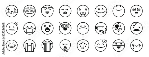 set of 24 outline web classics icons such as cat, nerd, nerd, wondering, baby, dead, happy vector icons for report, presentation, diagram, web design, mobile app