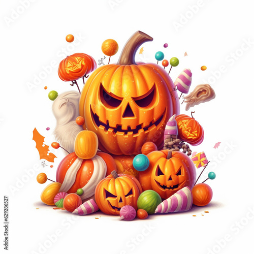 halloween pumpkin head, vintage illustration
