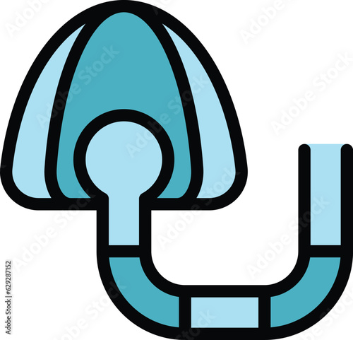 Home equipment mask icon outline vector. Medical oxygen. Concentrator pulse color flat