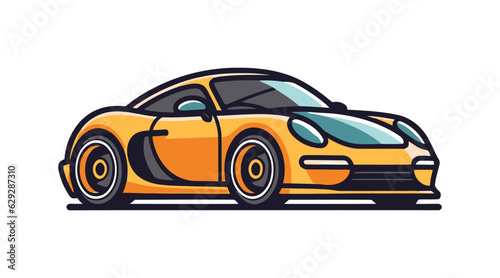 Yellow sport car icon isolated on a white background. Vector illustration.