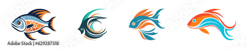 Colorful fish logo set. Vector illustration.