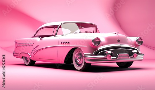 Pink color retro classic car  background  © oxyggen