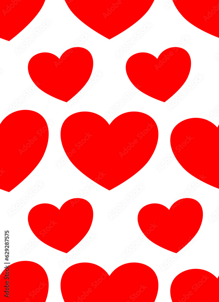 pattern with red hearts background