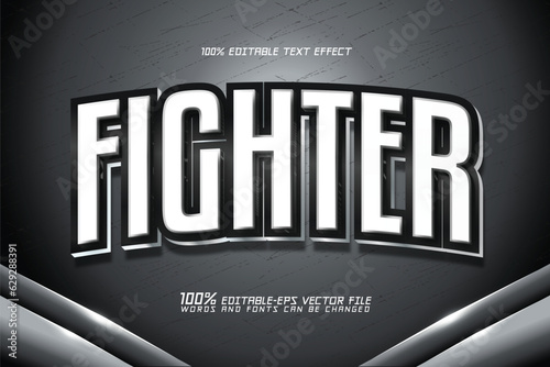 fight strong and bold text effect editable silver text style