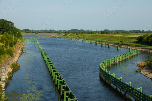 Drawbridge on Sobieszewo Island over Martwa Wisla. Poland.