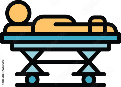 Clinic bed icon outline vector. Hospital patient. Medical care color flat