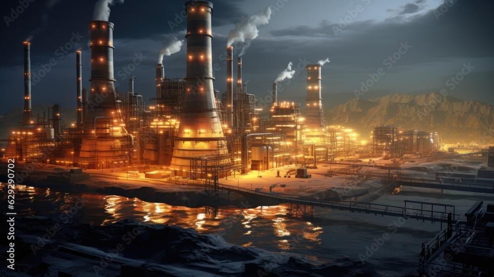 Nuclear power plant, nuclear power plant that is generating electricity and steam rising, Generative AI Nuclear power plant, nuclear power plant that is generating electricity and steam rising, Generative AI