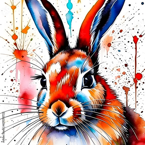 illustration of a rabbit watercolor artwork