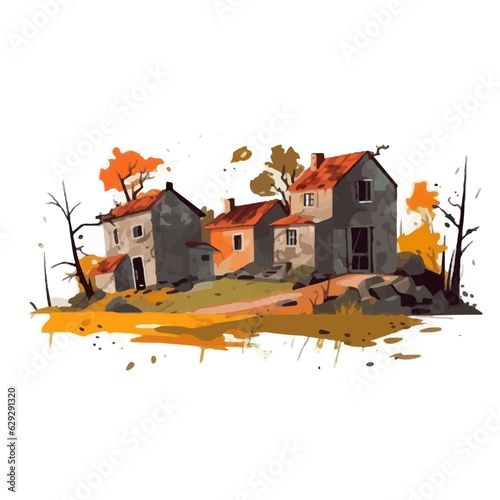 OLD HOUSE ABANDONED VECTOR GRAPHIC