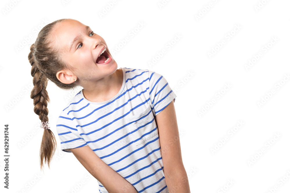 Cute european smiling little girl isolated on white background. Cute european smiling little girl isolated on white background.