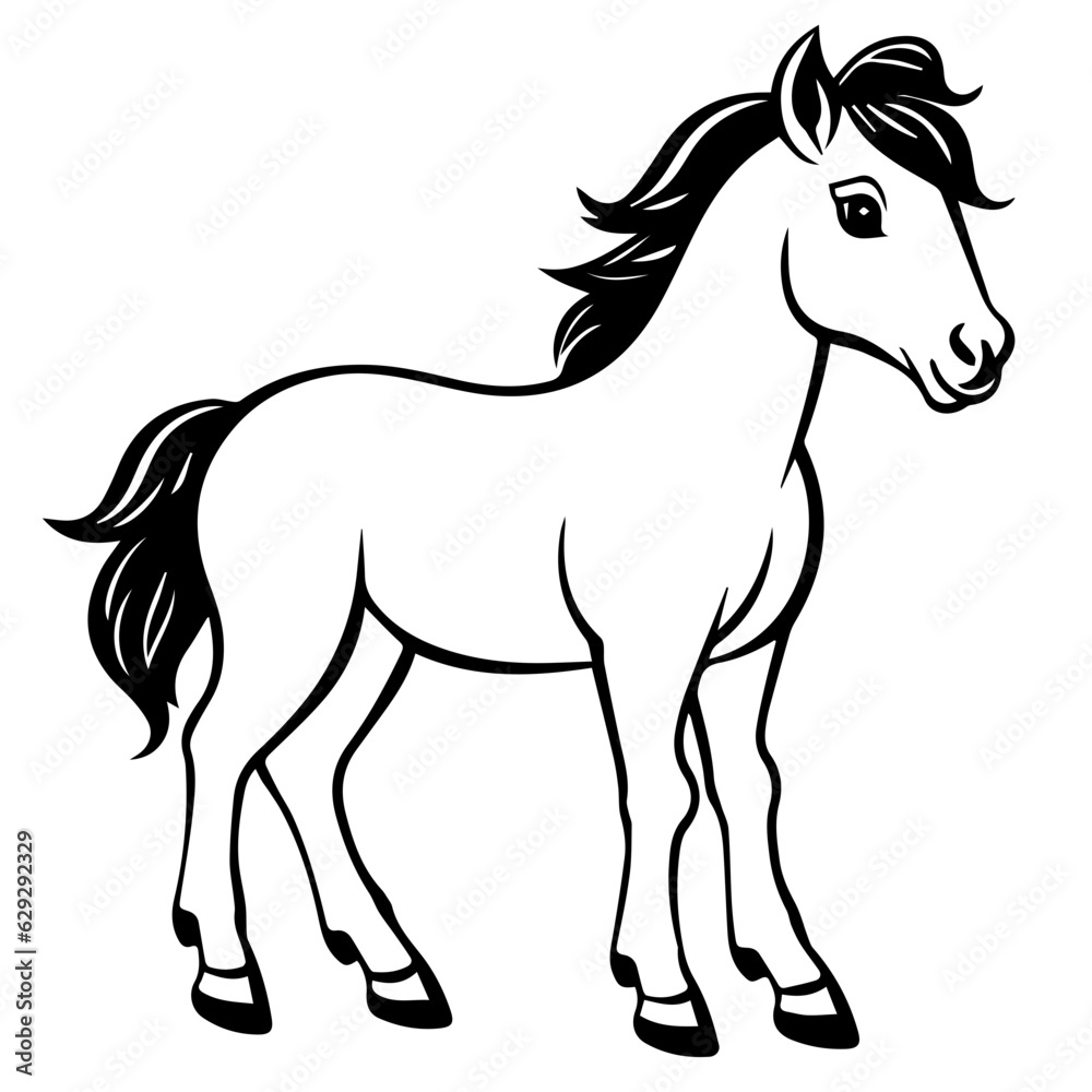 Cute horse cartoon characters vector illustration