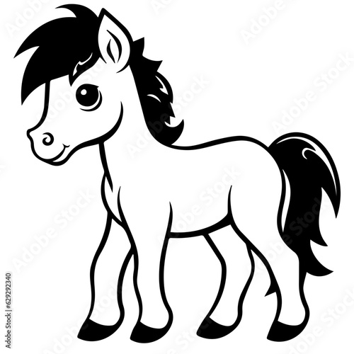 Cute horse cartoon characters vector illustration