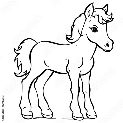 Cute horse cartoon characters vector illustration